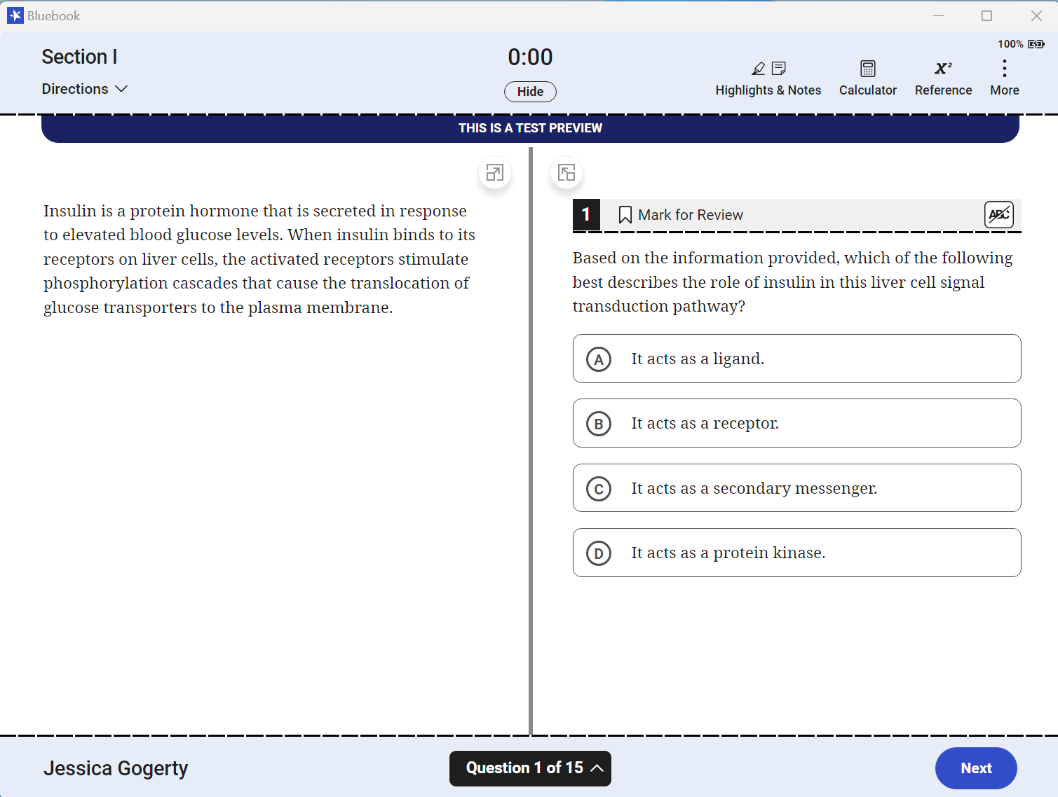 Bluebook Test Question